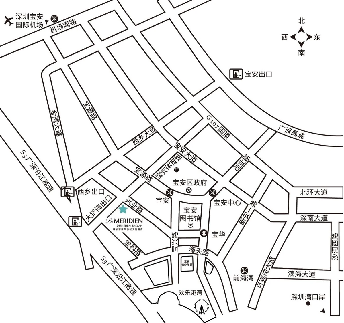 深圳前海华侨城艾美酒店交通示意图